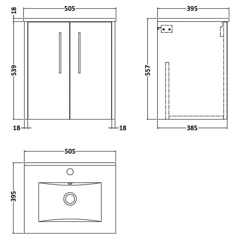 Juno 500mm Wall Hung Cabinet Vanity Units
