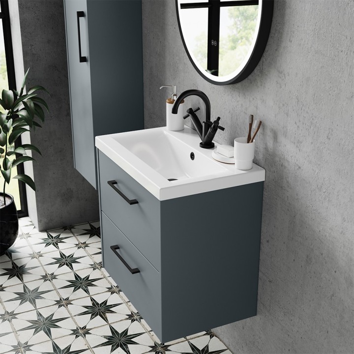 Juno 600mm Wall Hung Double Drawer Vanity Units