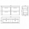 Juno 1200mm Wall Hung Four Drawer Units