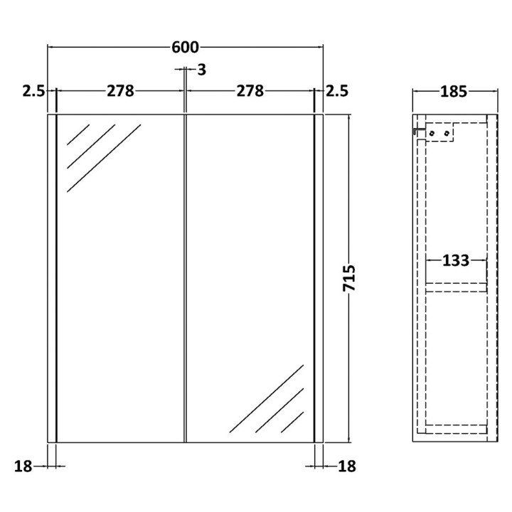 Juno 600mm Mirror Cabinets