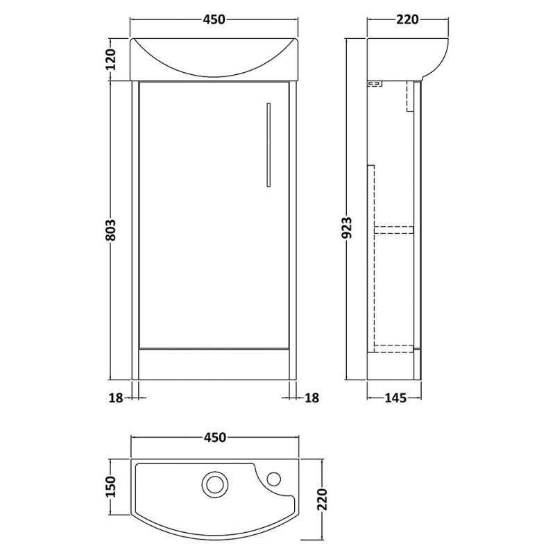 Juno 440mm Compact Freestanding Vanity Units