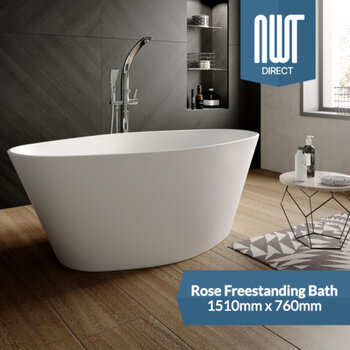 🛁 Rose Freestanding Bath - perfect for a winter soak ❄️Available for free delivery to mainland UK address, you can order online here - http://tinyurl.com/5n7v9fjt#bathroom #wetroom #decor #interior #plumbing #heating #designer #renovate ...