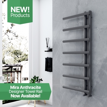 Now Available - Mira #Designer Towel Rail🎨Choose form 4 finishes, #Chrome, Brass, Anthracite (pictured) & #Bronze, in either 🔥 central heat or #electric⚡️https://tinyurl.com/j52c6hp8#heating #towelrail #plumbing #radiators #interiordesign ...